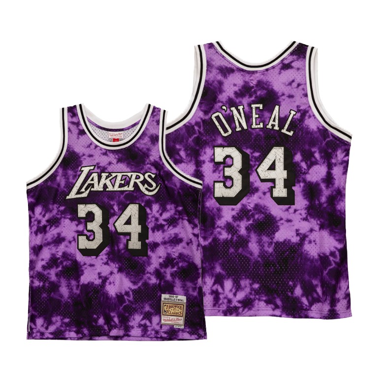 Men's Los Angeles Lakers Shaquille O'Neal #34 NBA Galaxy Hardwood Classics Purple Basketball Jersey DQK0183GT